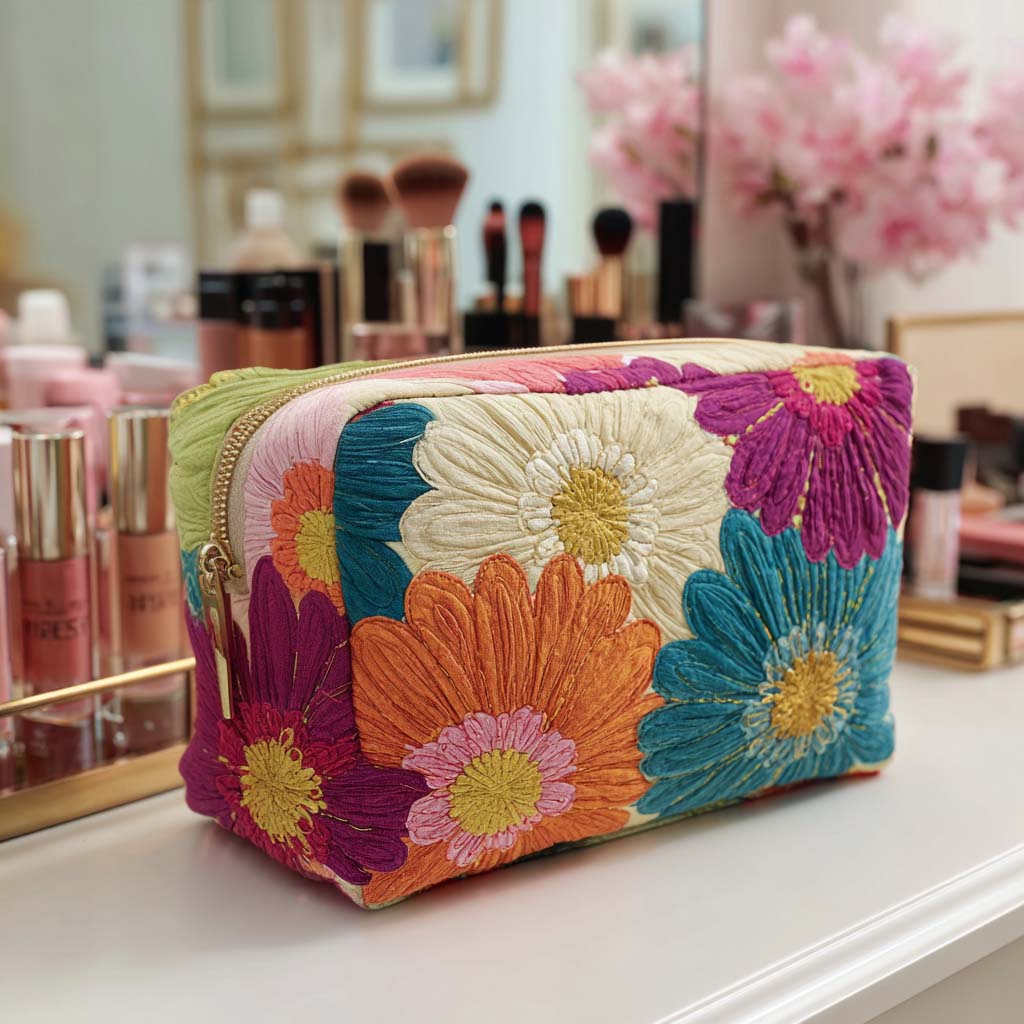 Daisy Glow Dikişli Makyaj Çantası