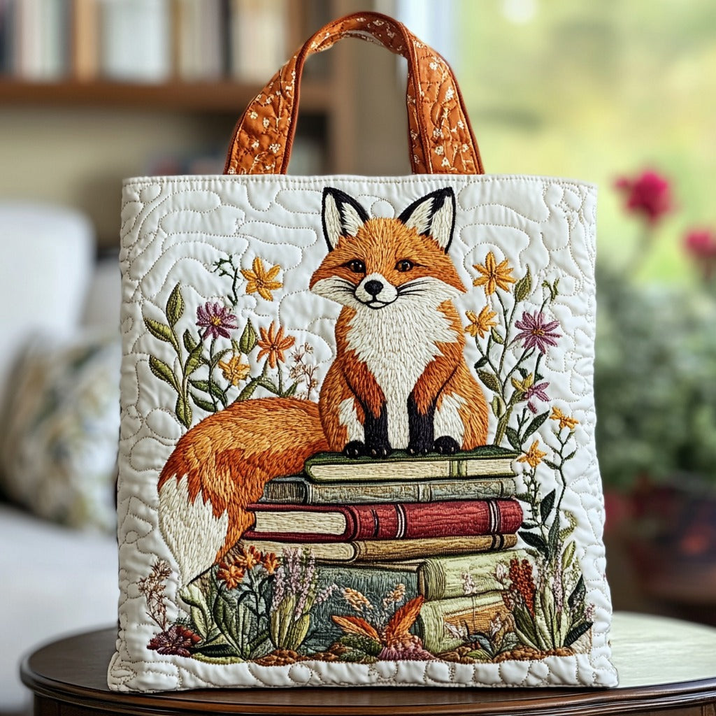 Kitap Sever Tilki Dikişli Tote Çanta