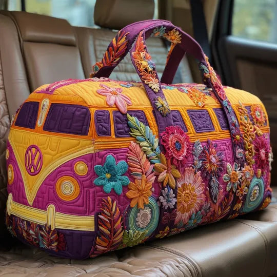 Ceļojumu soma ar quiltēšanu - vintage furgona dizains